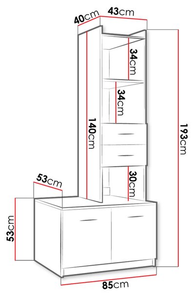 Polc Paralia PD4 (fehér + fényes fehér)