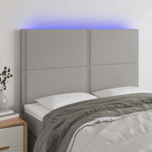 VidaXL világosszürke szövet LED-es fejtámla 144x5x118/128 cm