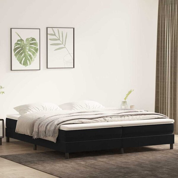 Fekete bársony rugós ágy matrac nélkül 200x210 cm