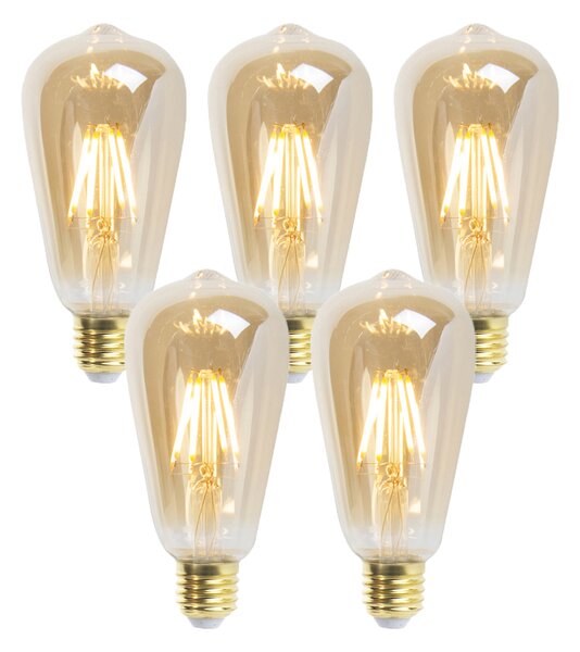5 db-os készlet E27-es dimmelhető LED izzó ST64 Goldline 5W 380lm 2200K