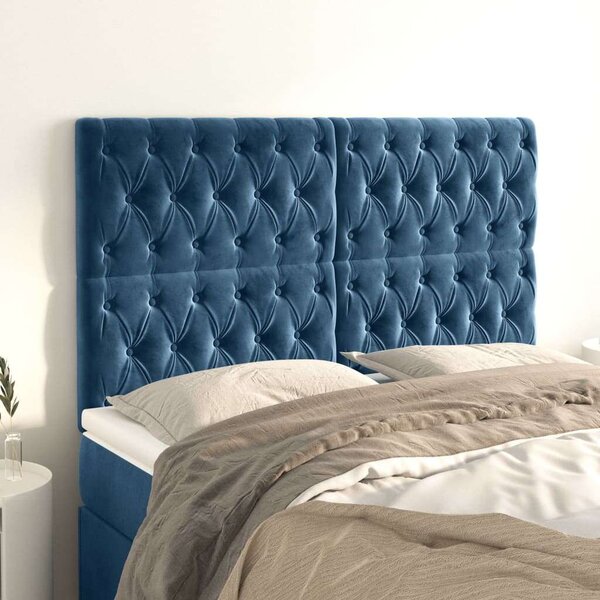 VidaXL 4 db sötétkék bársony fejtámla 72x7x78/88 cm