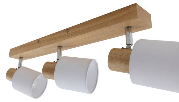 Lindby Wanessa mennyezeti spotlámpa, 47cm, 3 lámpás, fehér, fa, E14, dimmelhető, Világos fa, Nappali / Étkező, Fa, Modern