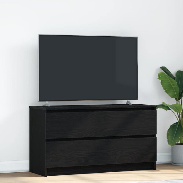 Fekete szerelt fa TV-szekrény 100x35x54 cm