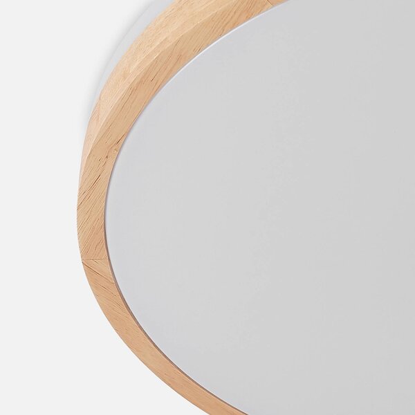 Lindby LED mennyezeti lámpa Emiva, Ø 49 cm, CCT, fa, dimmelhető, Világos fa, Nappali / Étkező, Fa, Modern