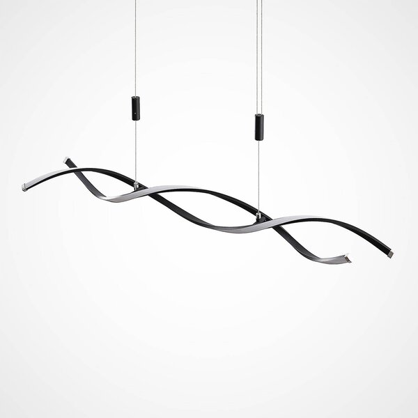 Lindby LED-es függőlámpa Welina, fekete, vas, állítható, dimmelhető, Fekete, Nappali / Étkező, fém, Modern