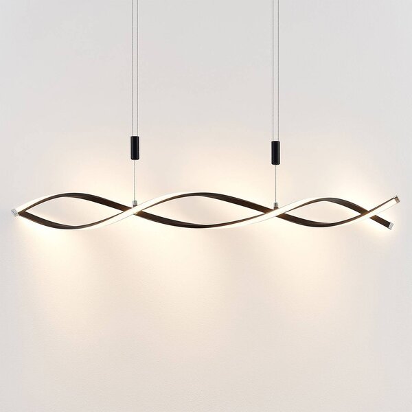 Lindby LED-es függőlámpa Welina, fekete, vas, állítható, dimmelhető, Fekete, Nappali / Étkező, fém, Modern