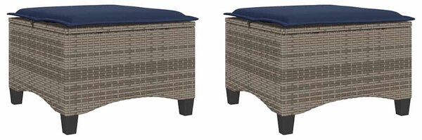 2 db szürke polirattan kerti székek párnákkal 55x55x36 cm