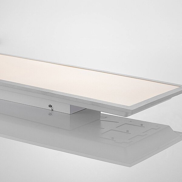 Lindby LED panel Stenley, 4000 K, 120 cm x 30 cm, ezüst/fehér, Fehér / opál, Konyha, Műanyag, Modern