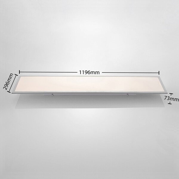 Lindby LED panel Stenley, 4000 K, 120 cm x 30 cm, ezüst/fehér, Fehér / opál, Konyha, Műanyag, Modern