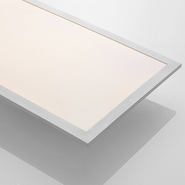 Lindby LED panel Stenley, 4000 K, 120 cm x 30 cm, ezüst/fehér, Fehér / opál, Konyha, Műanyag, Modern