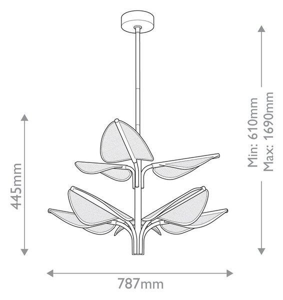 Quintiesse modern függeszték floriana sárgaréz elsqn-floriana8plnbr