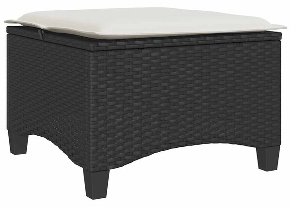 2 db fekete polirattan kerti székek párnákkal 55x55x36 cm