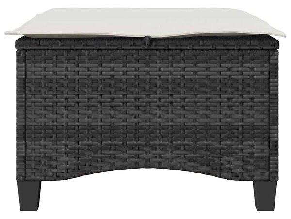 2 db fekete polirattan kerti székek párnákkal 55x55x36 cm