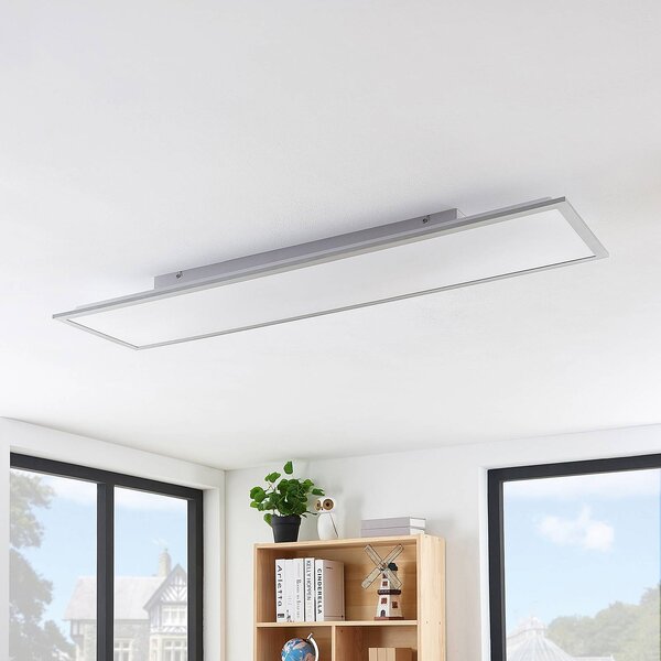 Lindby LED panel Stenley, 4000 K, 120 cm x 30 cm, ezüst/fehér, Fehér / opál, Konyha, Műanyag, Modern