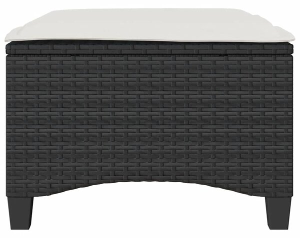 2 db fekete polirattan kerti székek párnákkal 55x55x36 cm