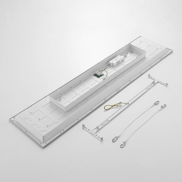 Lindby LED panel Stenley, 4000 K, 120 cm x 30 cm, ezüst/fehér, Fehér / opál, Konyha, Műanyag, Modern