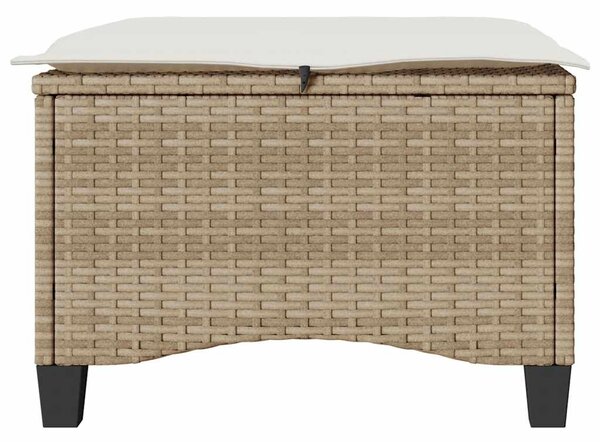 2 db bézs polirattan kerti székek párnákkal 55x55x36 cm