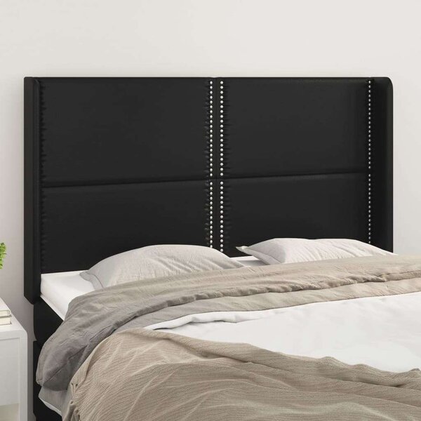 VidaXL Ágyfejtámla - Fekete Műbőr - 147x16x118/128cm