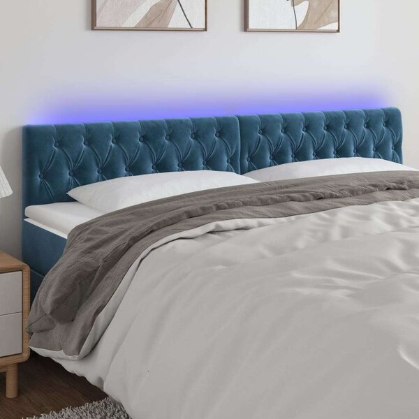 Bársony Fejtámla LED-del - Sötétkék - 200cm