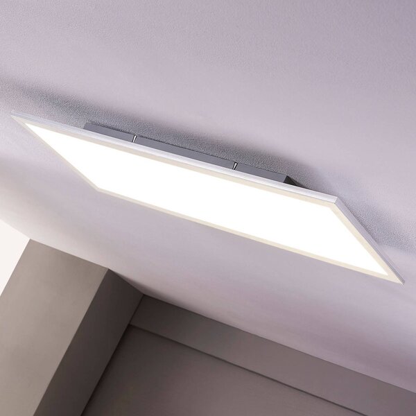 Lindby LED panel Livel, 4000K, 120cm x 30cm, ezüst, fém, Alu / szürke / cink, Konyha, Műanyag, Modern