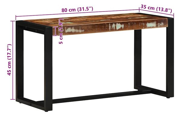 Tömör újrahasznosított fa többszínű pad 80x35x45 cm
