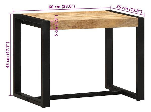 Tömör nyers mangófa pad 110 x 35 x 51 cm