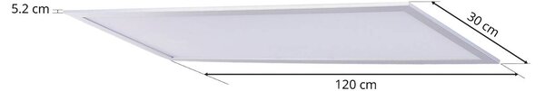 Lindby LED panel Livel, 4000K, 120cm x 30cm, ezüst, fém, Alu / szürke / cink, Konyha, Műanyag, Modern