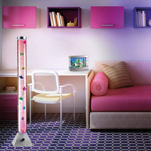 JUST LIGHT. GmbH Vízoszlop Ava LED-ekkel és halakkal, 120 cm magas, Tiszta / átlátszó, Nappali / Étkező, Műanyag, Modern