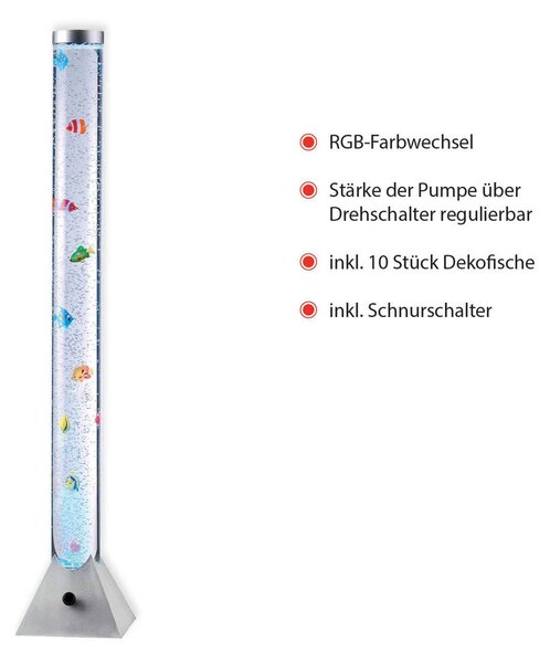 JUST LIGHT. GmbH Vízoszlop Ava LED-ekkel és halakkal, 120 cm magas, Tiszta / átlátszó, Nappali / Étkező, Műanyag, Modern