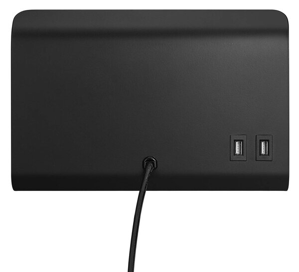 Nordlux Romi fali lámpa polccal és USB-vel, fekete, Fekete, Hálószoba, fém, Modern