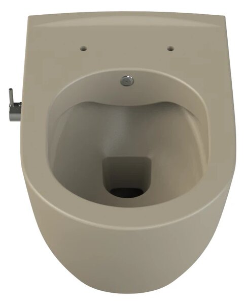 CeraStyle CITY fali WC - MATT BÉZS - BEÉPÍTETT bidé funkcióval - perem nélküli - 53 cm