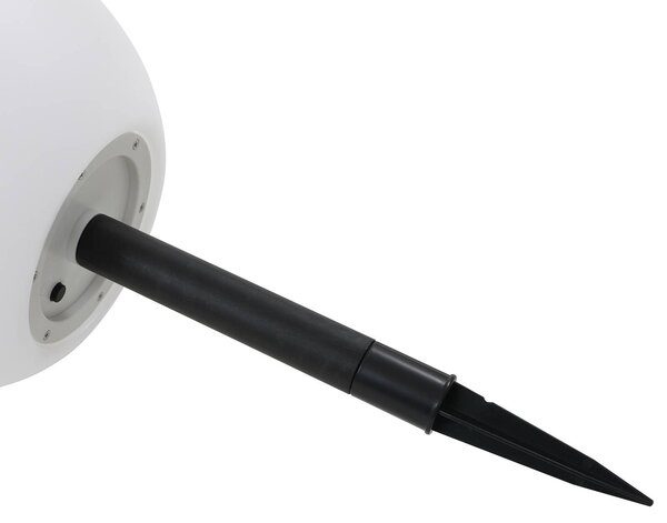 Lindby LED napelemes lámpa Lago, Ø 25 cm, gömb, földi tüske, fehér, Fehér / opál, Műanyag, Modern