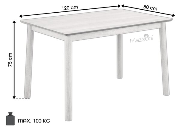 MAZZONI EXPORT ZARION Természetes tölgy - KONYHAASZTAL 120 cm FA FURNÉR