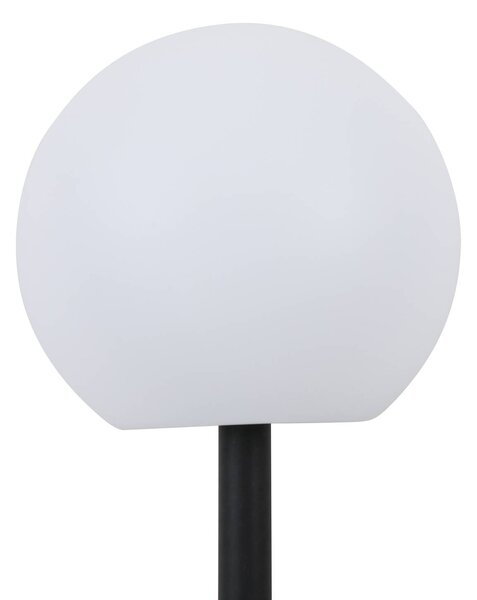 Lindby LED napelemes lámpa Lago, Ø 25 cm, gömb, földi tüske, fehér, Fehér / opál, Műanyag, Modern