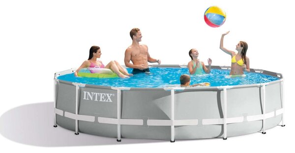 Intex Prism Frame 457x107cm Prémium fémvázas medence szett vízforgató, létra, alátét, takaró (26724NP)