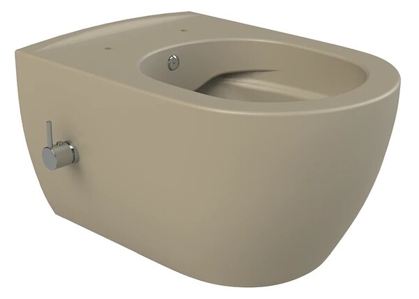CeraStyle CITY fali WC - MATT BÉZS - BEÉPÍTETT bidé funkcióval - perem nélküli - 53 cm
