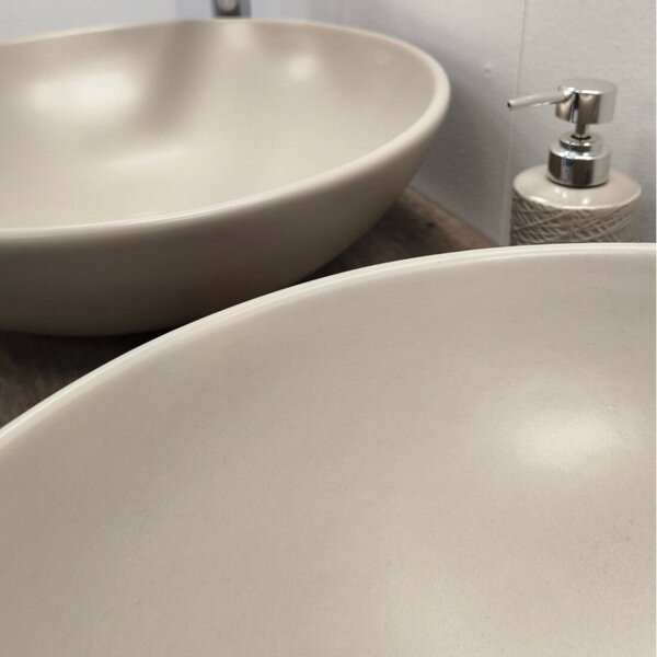CeraStyle ZERO - PULTRA ültethető - Top Counter - porcelán mosdó - O - MATT BÉZS - Ø 46 cm
