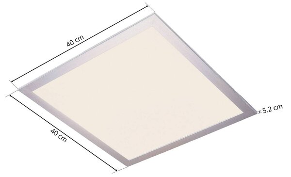 Lindby LED panel Livel, 4000K, 40 cm x cm, ezüst, fém, Alu / szürke / cink, Konyha, Alumínium, Modern