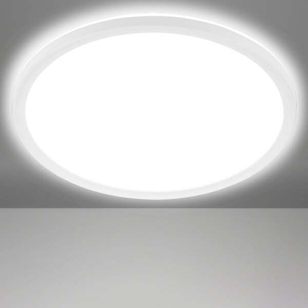 Briloner LED mennyezeti lámpa Slim, kerek, 29.3cm, Fehér / opál, Folyosó, Műanyag, Modern