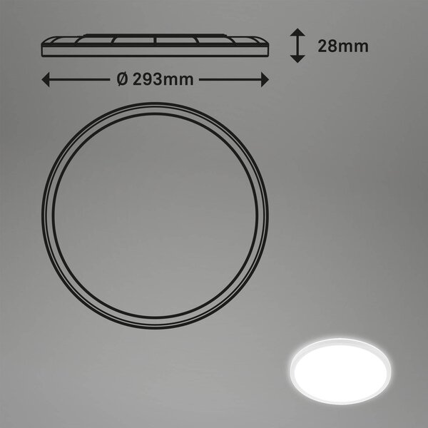 Briloner LED mennyezeti lámpa Slim, kerek, 29.3cm, Fehér / opál, Folyosó, Műanyag, Modern
