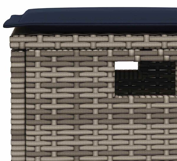 6 részes szürke polyrattan kerti ülőgarnitúra párnákkal L-alakú