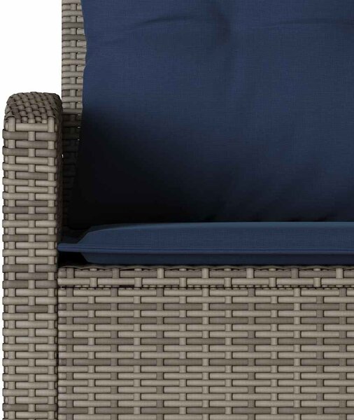 Szürke polyrattan L-alakú kanapé párnákkal