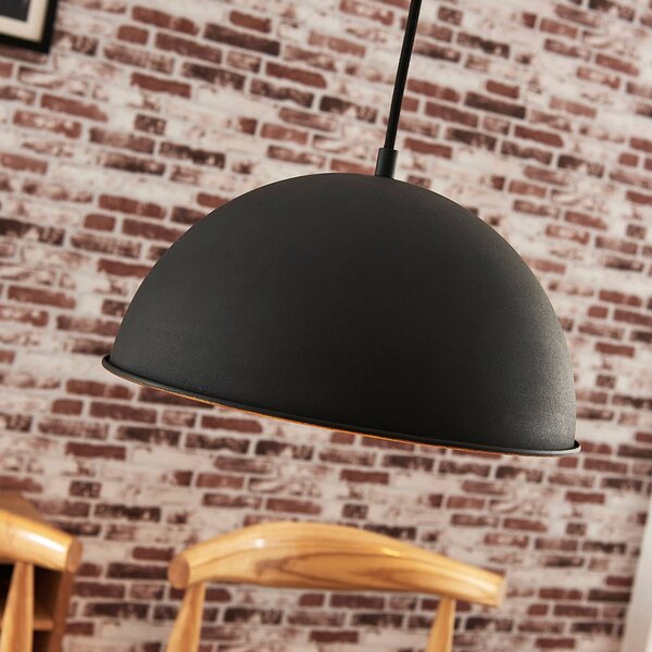 Lindby függőlámpa Leya, fekete/arany, fém, Ø 30 cm, E27, dimmelhető, Fekete, Nappali / Étkező, fém, Modern