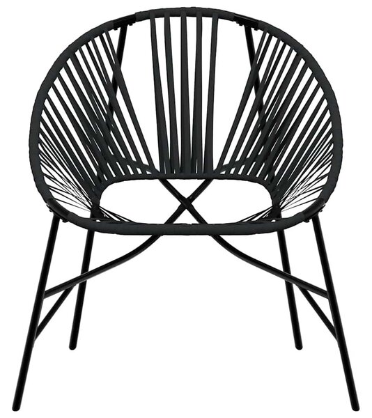 3 db fekete polyrattan kerti szék szett