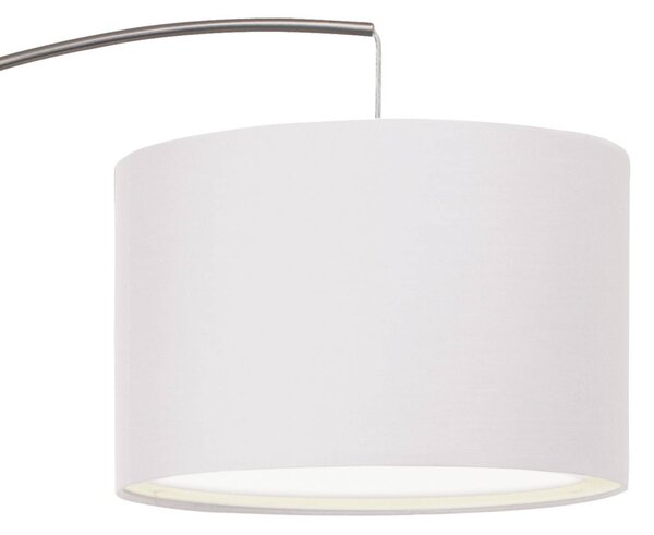 Brilliant Clarie állólámpa, fehér, vas színű, 180 cm, szövet/metál, Alu / szürke / cink, Nappali / Étkező, fém, Modern