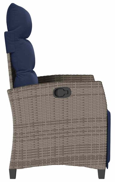 Szürke polyrattan fekvő kerti szék oldalsó asztallal
