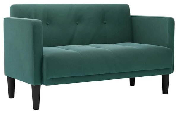 Sötétzöld bársony loveseat kanapé 111 cm