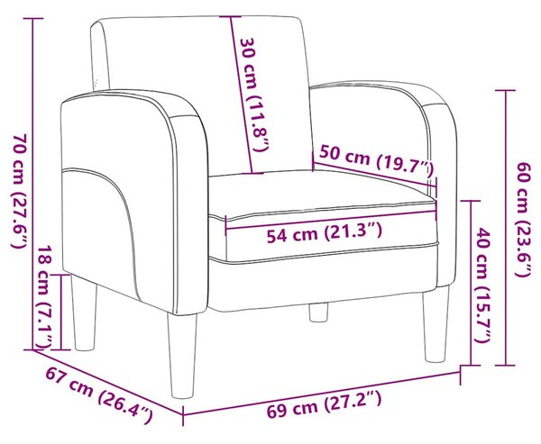 VidaXL krém műbőr kanapé szék karfával 54 cm