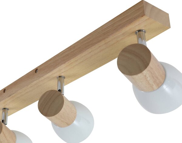 Lindby mennyezeti lámpa Thorin, 67 cm, 4-lámpás, fehér, fa, E14, dimmelhető, Sötét fa, Nappali / Étkező, Skandináv