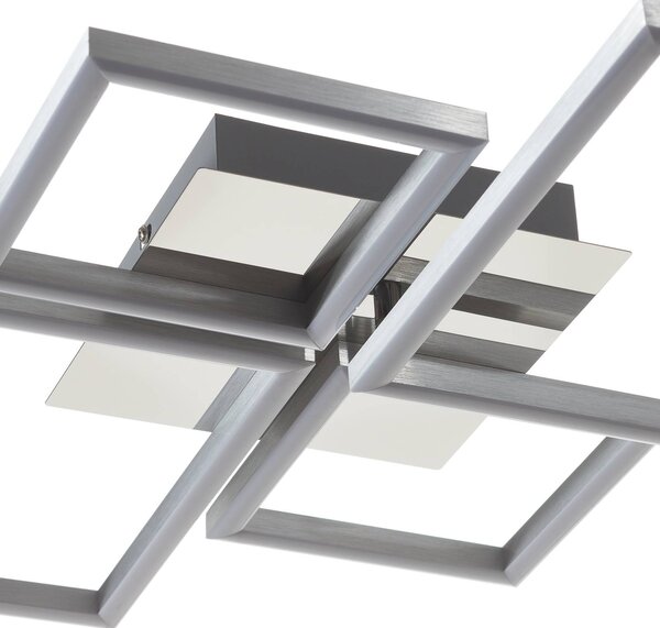Briloner Keretes LED mennyezeti lámpa, fali kapcsolóval dimmelhető, dimmelhető, Króm / ezüst, Nappali / Étkező, fém, Modern